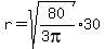 r+=+sqrt%2880%2F%283pi%29%29%2A30
