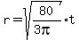 r+=+sqrt%2880%2F%283pi%29%29%2At