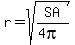 r+=+sqrt%28SA%2F%284pi%29%29