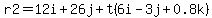 r2+=+12i%2B26j%2B+t%286i-3j%2B0.8k%29