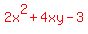 red%282x%5E2%2B4xy-3%29