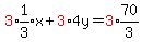 red%283%29expr%281%2F3%29x+%2B+red%283%294y=+red%283%29expr%2870%2F3%29