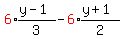 red%286%29expr%28%28y-1%29%2F3%29+-+red%286%29expr%28%28y%2B1%29%2F2%29