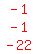 red%28matrix%283%2C1%2C-1%2C-1%2C-22%29%29