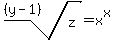 root%28%28y-1%29%2Cz%29+=+x%5Ex