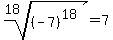 root%2818%2C%28-7%29%5E18%29=7