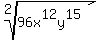 root%282%2C96x%5E12y%5E15%29