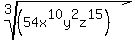 root%283%2C%2854x%5E10y%5E2z%5E15%29%29