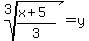 root%283%2C%28x%2B5%29%2F3%29=y