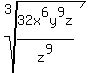root%283%2C+32x%5E6y%5E9z%2Fz%5E9%29