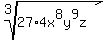 root%283%2C27%2A4x%5E8y%5E9z%29