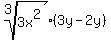 root%283%2C3x%5E2%29%283y-2y%29