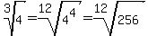 root%283%2C4%29+=+root%2812%2C4%5E4%29+=+root%2812%2C256%29