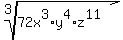 root%283%2C72x%5E3%2Ay%5E4%2Az%5E11%29