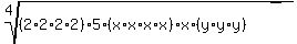 root%284%2C%282%2A2%2A2%2A2%29%2A5%2A%28x%2Ax%2Ax%2Ax%29%2Ax%2A%28y%2Ay%2Ay%29%29