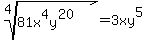 root%284%2C81x%5E4y%5E%2820%29%29=3xy%5E5