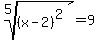 root%285%2C%28x-2%29%5E2%29=9