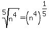 root%285%2C+n%5E4%29+=+%28n%5E4%29%5E%281%2F5%29