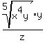 root%285%2Cx%5E4y%29%2Ay%2Fz