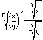 root%28n%2C+%28x%2Fy%29%29+=+root%28n%2Cx%29%2Froot%28n%2Cy%29