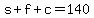 s%2Bf%2Bc=140