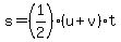 s=%281%2F2%29%2A%28u%2Bv%29t+