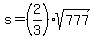 s=%282%2F3%29sqrt%28777%29