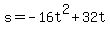 s=-16t%5E2%2B32t