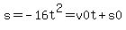 s=-16t%5E2=v0t%2Bs0