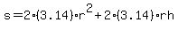 s=2%283.14%29r%5E2%2B2%283.14%29rh