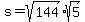 s=sqrt%28144%29%2Asqrt%285%29