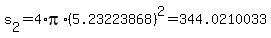 s%5B2%5D+=+4+%2A+pi+%2A+%285.23223868%29%5E2+=+344.0210033