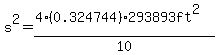 s%5E2=%284%280.324744%29%2A293893ft%5E2%29%2F10