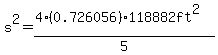 s%5E2=%284%280.726056%29%2A118882+ft%5E2%29%2F5