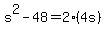 s%5E2+-+48+=+2%284s%29