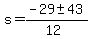 s+=+%28-29+%2B-+43%29%2F%2812%29+