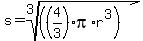 s+=+root%283%2C%28%284%2F3%29%2Api%2Ar%5E3%29%29