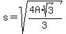 s+=+sqrt%28%284A%2Asqrt%283%29%29%2F3%29