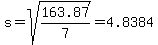 s+=+sqrt%28163.87%2F7%29+=+4.8384