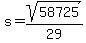 s+=+sqrt%2858725%29%2F29