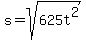s+=+sqrt%28625t%5E2%29
