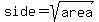 side=sqrt%28area%29