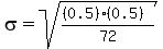 sigma=sqrt%28%28%280.5%29%280.5%29%29%2F72%29