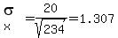 sigma%5Bx%5D=20%2Fsqrt%28234%29=1.307