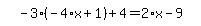 simplify_cartoon%28+-3%2A%28-4%2Ax%2B1%29%2B4=2%2Ax-9+%29