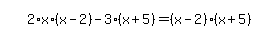 simplify_cartoon%28+2%2Ax%2A%28x-2%29-3%2A%28x%2B5%29=%28x-2%29%2A%28x%2B5%29+%29