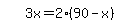simplify_cartoon%28+3x=2%2A%2890-x%29+%29