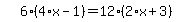 simplify_cartoon%28+6%2A%284%2Ax-1%29=12%2A%282%2Ax%2B3%29+%29