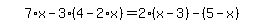 simplify_cartoon%28+7%2Ax-3%2A%284-2%2Ax%29=2%2A%28x-3%29-%285-x%29+%29