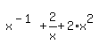 simplify_cartoon%28+x%5E%28-1%29%2B2%2Fx%2B2%2Ax%5E2+%29